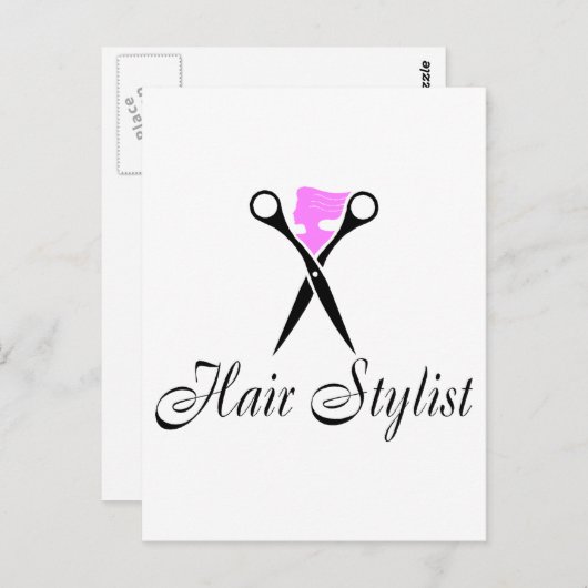 Haarstühle (Rosa/Schere) Postkarte (Vorne/Hinten)