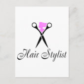 Haarstühle (Rosa/Schere) Postkarte (Vorderseite)