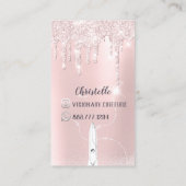 Haarstühle Rosa Tropfen Glitzer Kaffeeschere Visitenkarte (Rückseite)