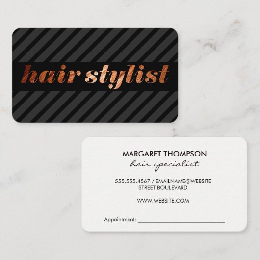Haarstühle Streifen Terminkarte (Vorne/Hinten)
