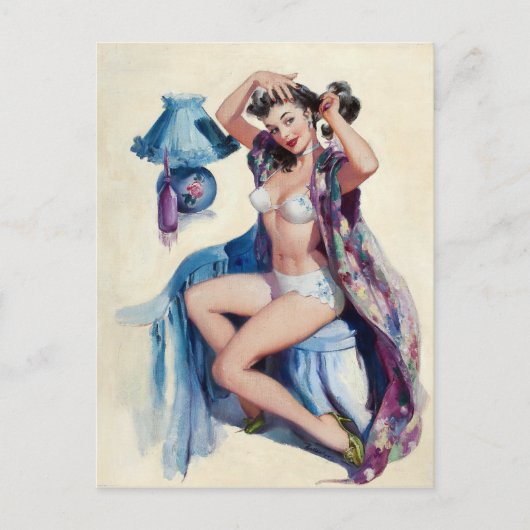 Haarstyling-Button auf Postkarte (Vorderseite)