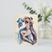 Haarstyling Pin Up Postkarte (Stehend Vorderseite)