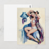 Haarstyling Pin Up Postkarte (Vorne/Hinten)