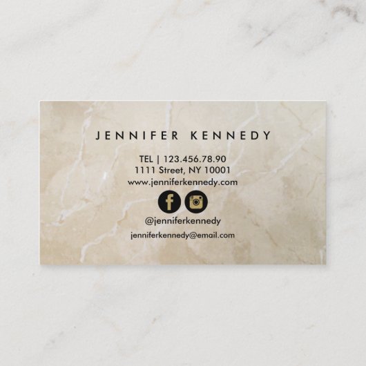 Haarstylist Beige Marble Beauty Salon Monogram Visitenkarte (Rückseite)