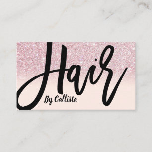 Haarstylist Girly Pink Glitzer Ombre Typografie Visitenkarte
