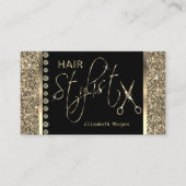 Haarstylist - Gold Glitzer und Diamanten Visitenkarte (Vorderseite)