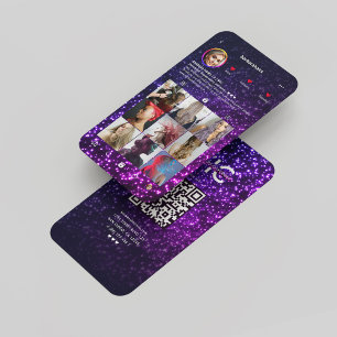 Haarstylist Instagram Grid Lila Pink Glitzer Visitenkarte