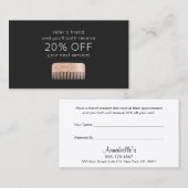 Haarstylist Rose Gold Sequel Comb Kundenloytion Empfehlungskarte (Vorne/Hinten)