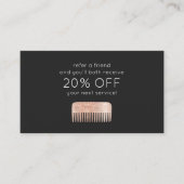 Haarstylist Rose Gold Sequel Comb Kundenloytion Empfehlungskarte (Vorderseite)