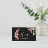 Haarstylist Rose gold typografische Haarverlängeru Visitenkarte (Stehend Vorderseite)