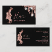 Haarstylist Rose gold typografische Haarverlängeru Visitenkarte (Vorne/Hinten)