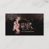 Haarstylist Rose gold typografische Haarverlängeru Visitenkarte (Vorderseite)