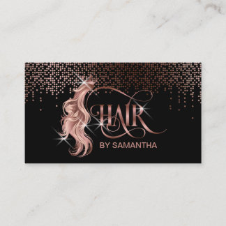 Haarstylist Rose gold typografische Haarverlängeru Visitenkarte
