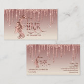 Haarstylist Rose Goldtypografie Haarverlängerung Visitenkarte (Vorne/Hinten)