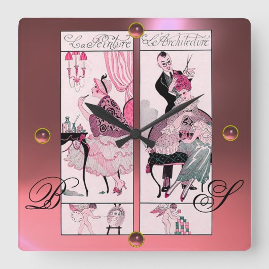 HAARSTYLIST, SCHÖNHEITSALON MACHEN AUS KÜNSTLERISC QUADRATISCHE WANDUHR (Vorderseite)