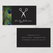 Haarstylist Shears Peacock Print Visitenkarte (Vorne/Hinten)