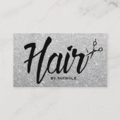 Haarstylist Typografie Silberner Glitzer Ernennung Terminkarte (Vorderseite)