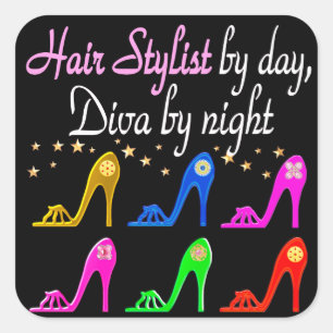 HAARSTYLISTE NACH TAG DIVA NACH NACHT QUADRATISCHER AUFKLEBER