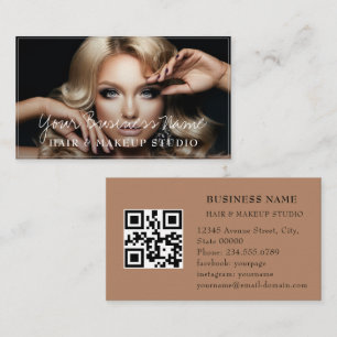 Haarstylisten Kunden Foto elegantes Skript QR Code Visitenkarte