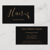 Haarstylisten - Schwarze und Goldschere Visitenkarte (Vorne/Hinten)