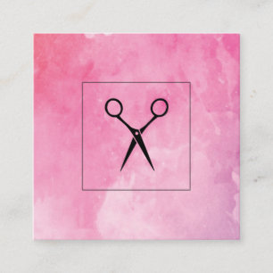 Haarstylisten Shears Pink Watercolor Quadratische Visitenkarte