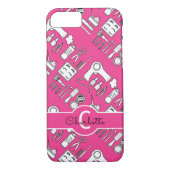 Haarstylistin Beautician Girly Pink Mit Monogramm Case-Mate iPhone Hülle (Rückseite)