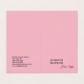 Haarstylistin beruflich schlicht-rosa Feminin Visitenkarten (Außenseite Aufgefaltet)