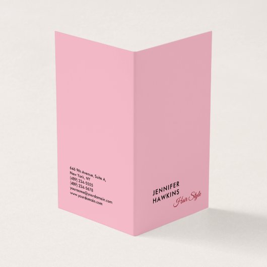 Haarstylistin beruflich schlicht-rosa Feminin Visitenkarten (Vorderseite)
