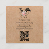 Haarstylistin Blumenschere qr-Code Quadratische Visitenkarte (Rückseite)