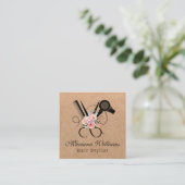 Haarstylistin Blumenschere qr-Code Quadratische Visitenkarte (Stehend Vorderseite)