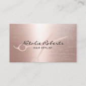 Haarstylistin Elegante Rose Goldene Schere Minimal Visitenkarte (Vorderseite)