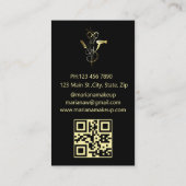 Haarstylistin Gold Stilvoll Schere qr Code schwarz Visitenkarte (Rückseite)