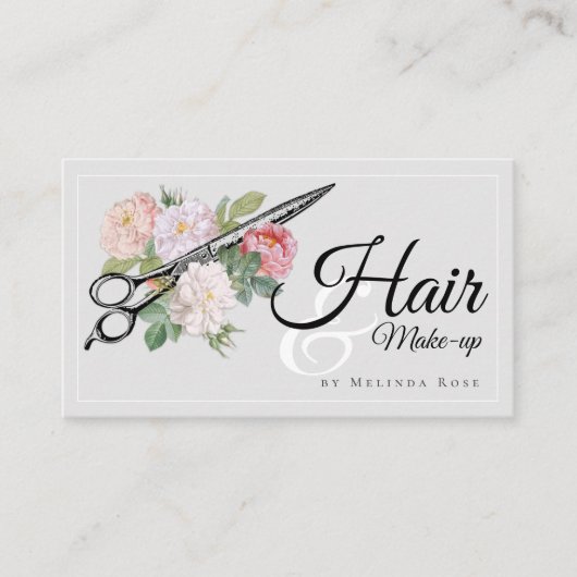  Haarstylistin Makeup Artist Gray Flora Elegante  Visitenkarte (Vorderseite)