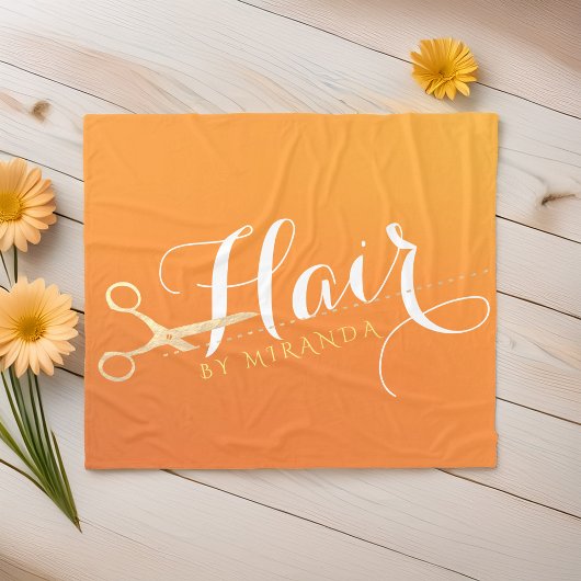Haarstylistin Makeup Salon Chic Orange Gold Schere Fleecedecke