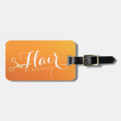 Haarstylistin Makeup Salon Chic Orange Gold Schere Gepäckanhänger (Vorderseite horizontal)