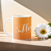 Haarstylistin Makeup Salon Chic Orange Gold Schere Kaffeetasse
