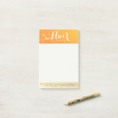 Haarstylistin Makeup Salon Chic Orange Gold Schere Post-it Klebezettel (Auf Schreibtisch)