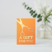 Haarstylistin Makeup Salon Chic Orange Gold Schere Rabattkarte (Stehend Vorderseite)