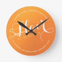 Haarstylistin Makeup Salon Chic Orange Gold Schere