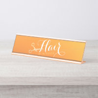 Haarstylistin Makeup Salon Chic Orange Gold Schere