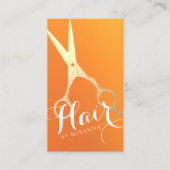 Haarstylistin Makeup Salon Chic Orange Gold Schere Terminkarte (Vorderseite)