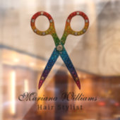 Haarstylistin Regenbogen Glitzer Schere Schönheits Fensteraufkleber (Blatt 2)