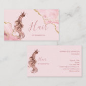 Haarstylistin Rosa Typografie Haarverlängerung Visitenkarte (Vorne/Hinten)