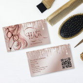 Haarstylistin Rose Goldhaarschere QR-Code Visitenkarte