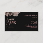 Haarstylistin Rose Goldtypografie Haarschere b Visitenkarte (Rückseite)