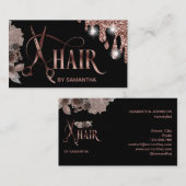 Haarstylistin Rose Goldtypografie Haarschere b Visitenkarte (Vorne/Hinten)
