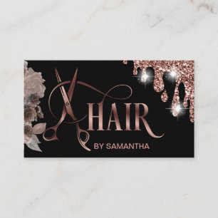 Haarstylistin Rose Goldtypografie Haarschere b Visitenkarte