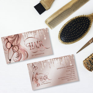 Haarstylistin Rose Goldtypografie Haarschere bu Visitenkarte