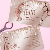 Haarstylistin Rose Goldtypografie Haarschere bu Visitenkarte