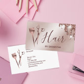 Haarstylistin Rose Goldtypografie Haarschere bu Visitenkarte